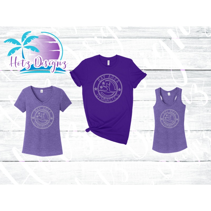 Bay Area Gymnastics Rhinestone Logo Purple Shirts