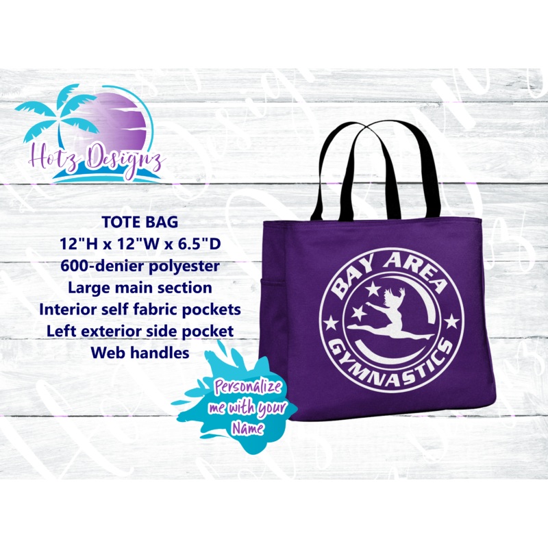 Bay Area Gymnastics Tote|One Size|Custom Name