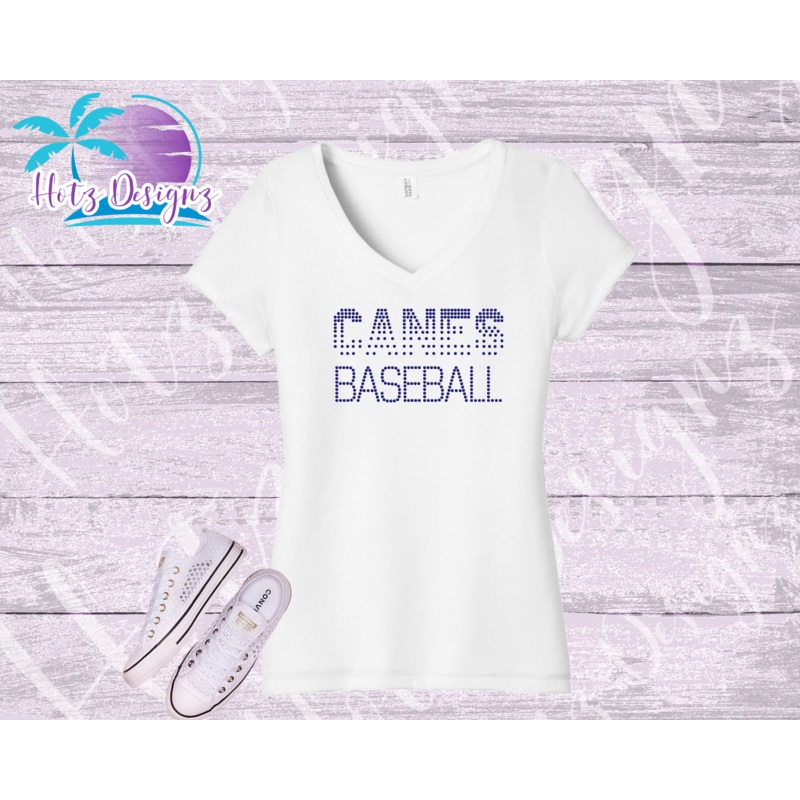 PHU Canes Baseball Fade Rhinestone Tops