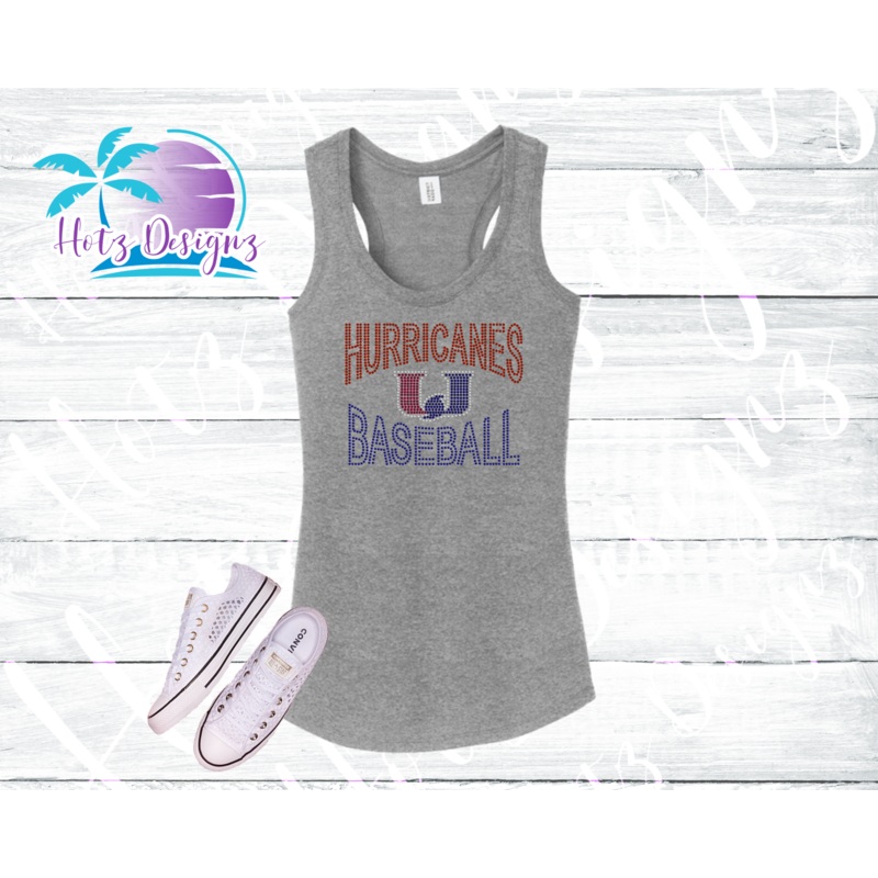 PHU Hurricanes Baseball Rhinestone Tank, Tee, Raglan Tops