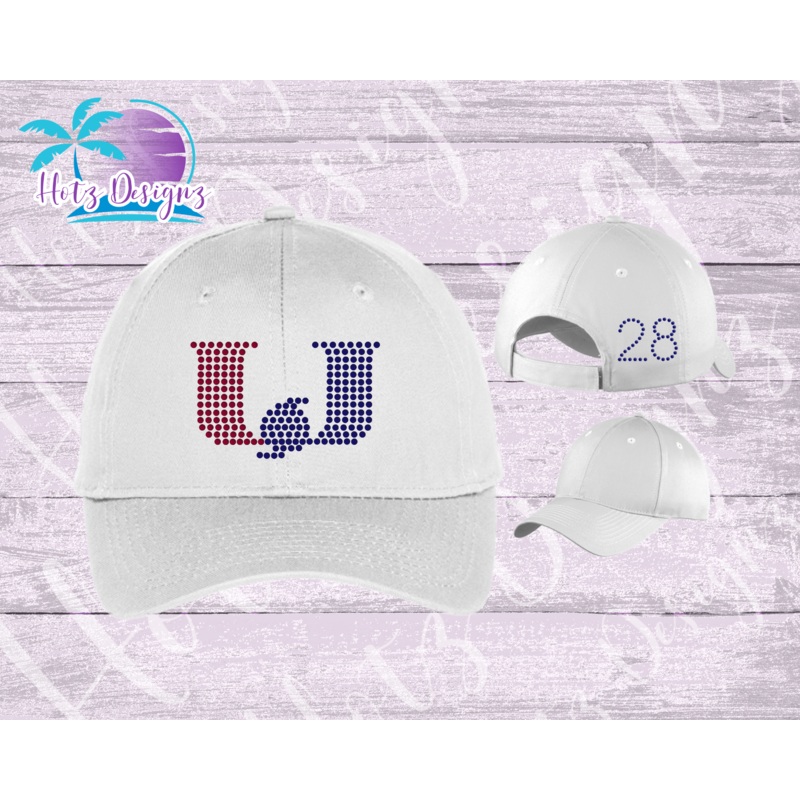 PHU Rhinestone Logo Cap|White|Navy