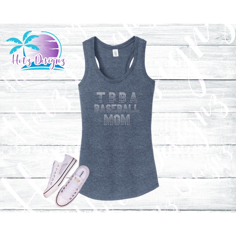TBBA Baseball Mom Rhinestone Fade Tank Top / Shirt (2 Color Options)