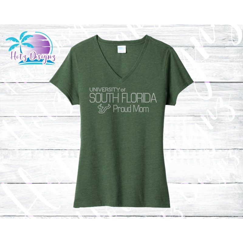USF Proud Mom Rhinestone Shirt