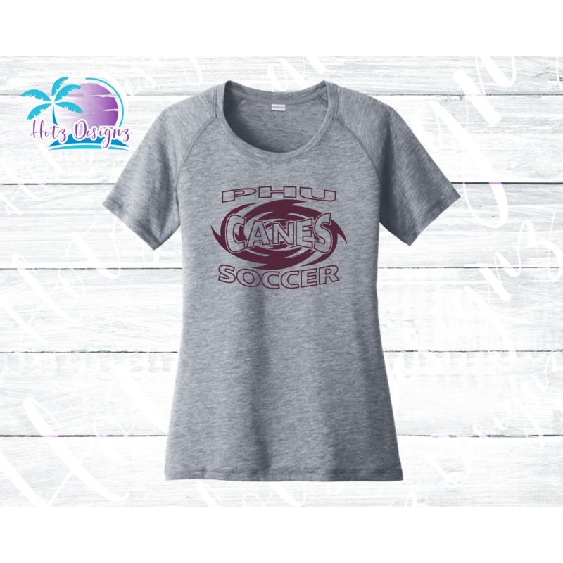 PHU Soccer Cyclone Ladies’ Tri-Blend Scoop Navy Tee