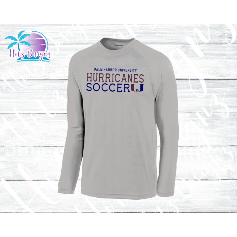 PHU Soccer Hurricanes Unisex Long Sleeve Tee Silver or Navy