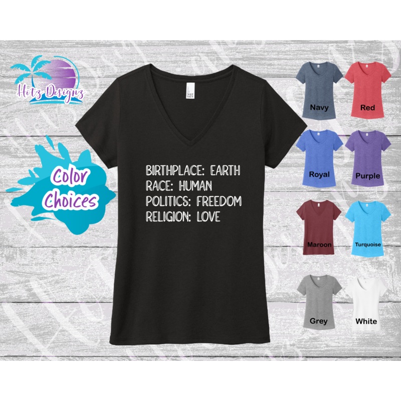 Birthplace: Earth T-Shirt|XS|S|M|L|XL|2XL|3XL|4XL|Navy|Red|Royal|Purple|Maroon|Turquoise|Grey|White