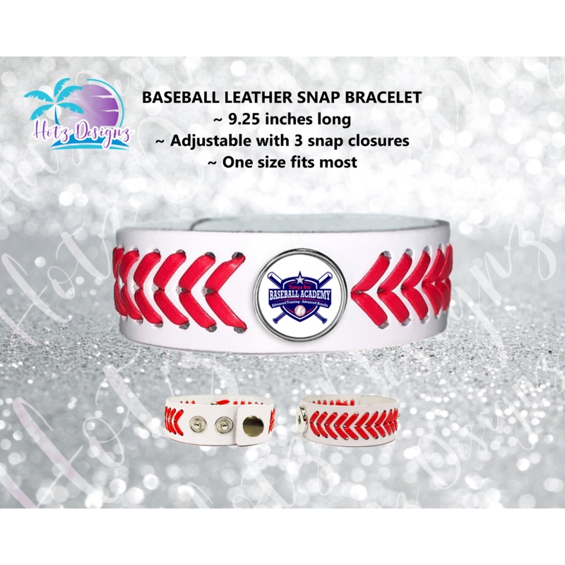 TBBA Baseball Leather Snap Bracelet