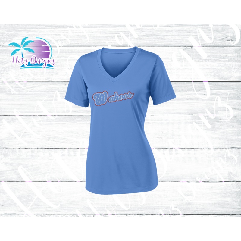Wahoos Rhinestone Dri-Fit V-Neck Shirt (2 Color Options)