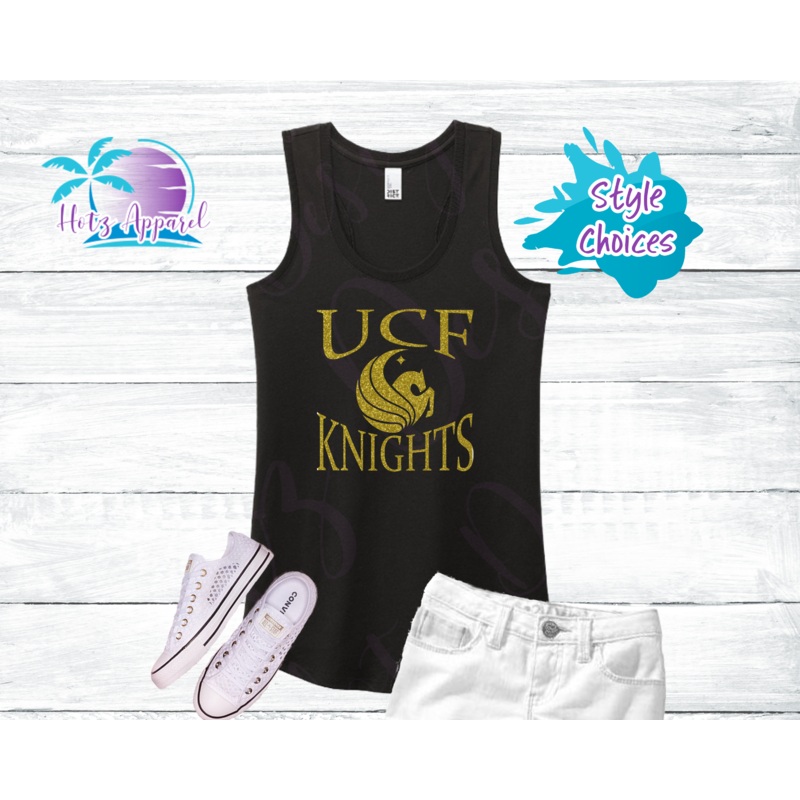 UCF Knights Women’s Gold Glitter Tank Top / Shirt – Black