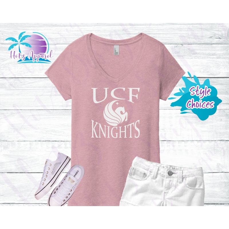 UCF Knights Women’s White Glitter Tank Top / Shirt – Pink
