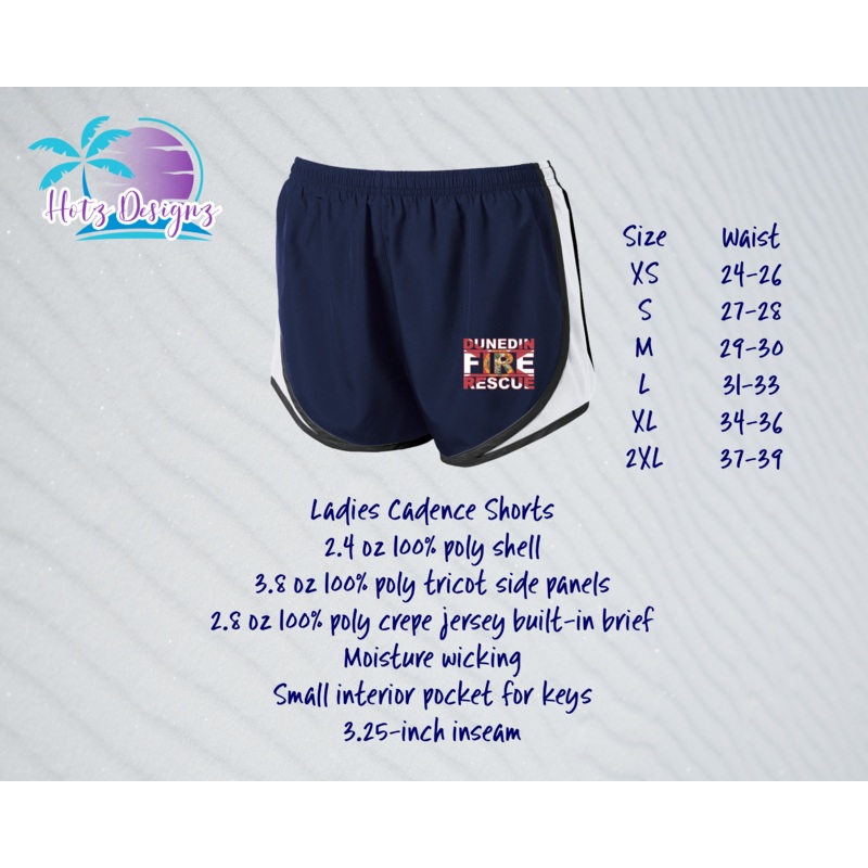 Dunedin Fire Rescue Ladies Shorts (3 color & 4 design options)