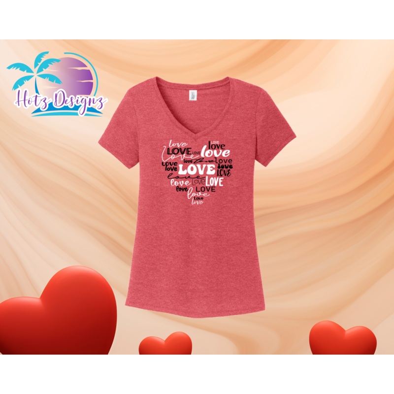 Love Heart Word Art|XS V-Neck|S V-Neck|M V-Neck|L V-Neck|2XL V-Neck|XS Crew|S Crew|M Crew|L Crew|XL Crew