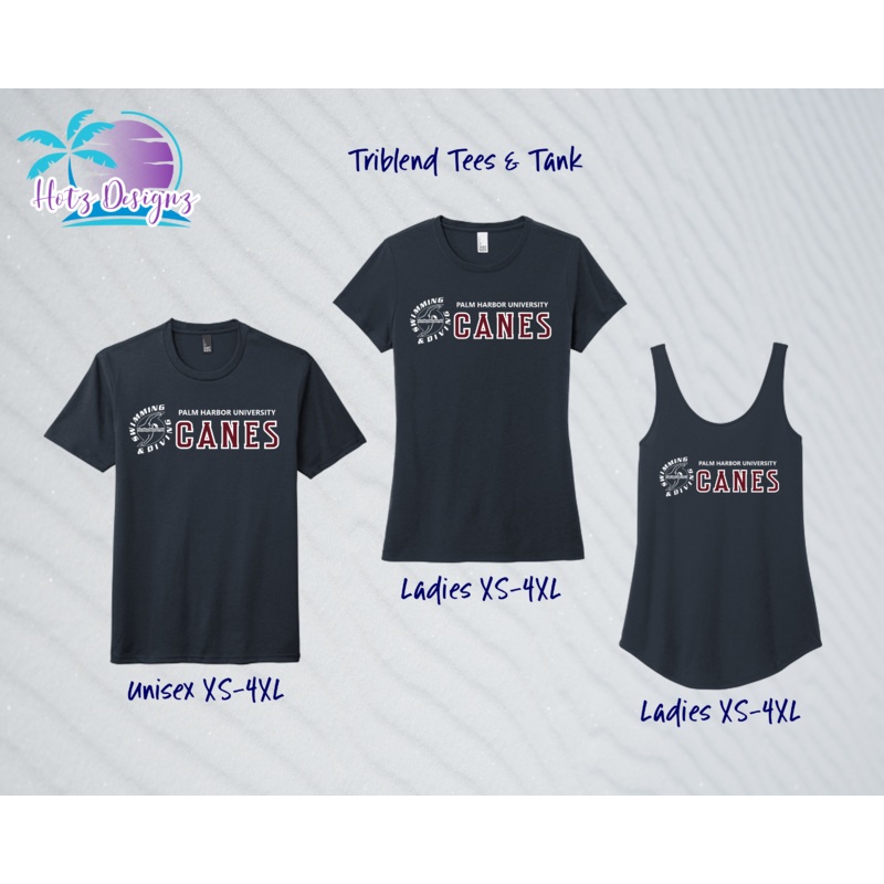 PHU Swim & Dive Canes Navy Triblend Tees & Tank