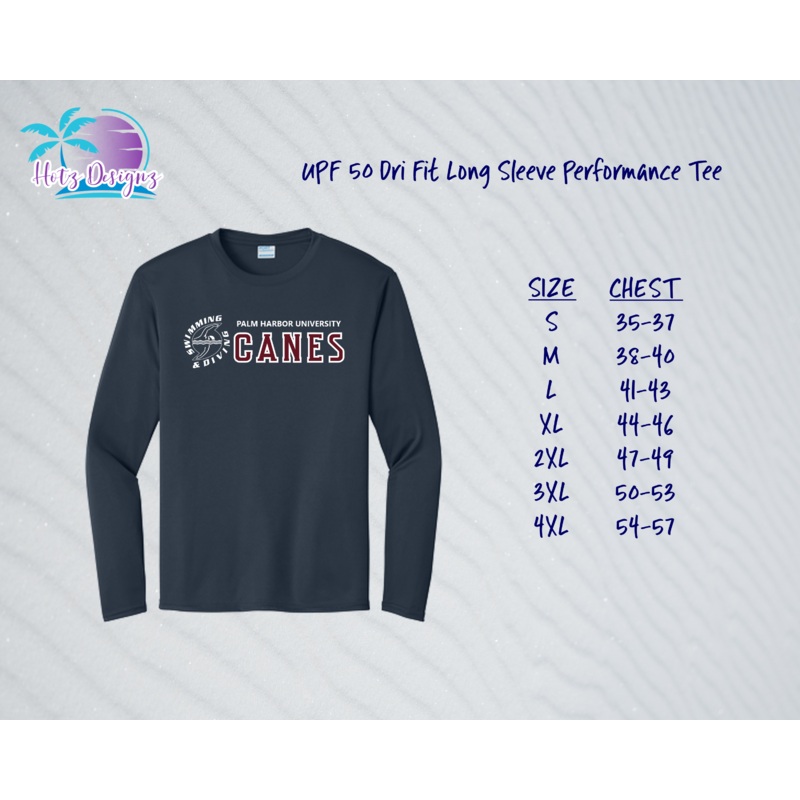 PHU Swim & Dive Canes UPF LS Tee (3 color options)