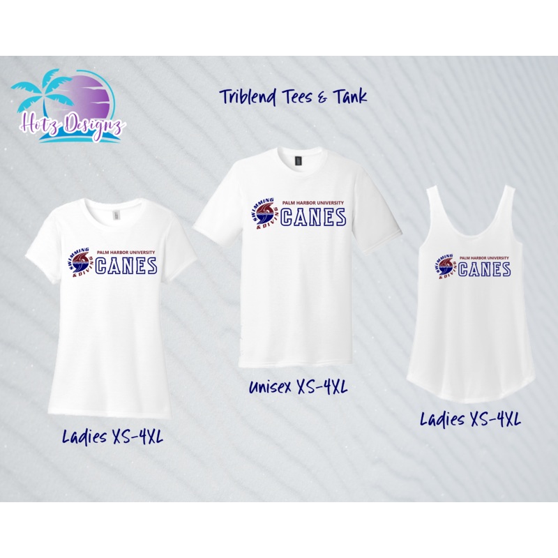 PHU Swim & Dive Canes White Triblend Tees & Tank