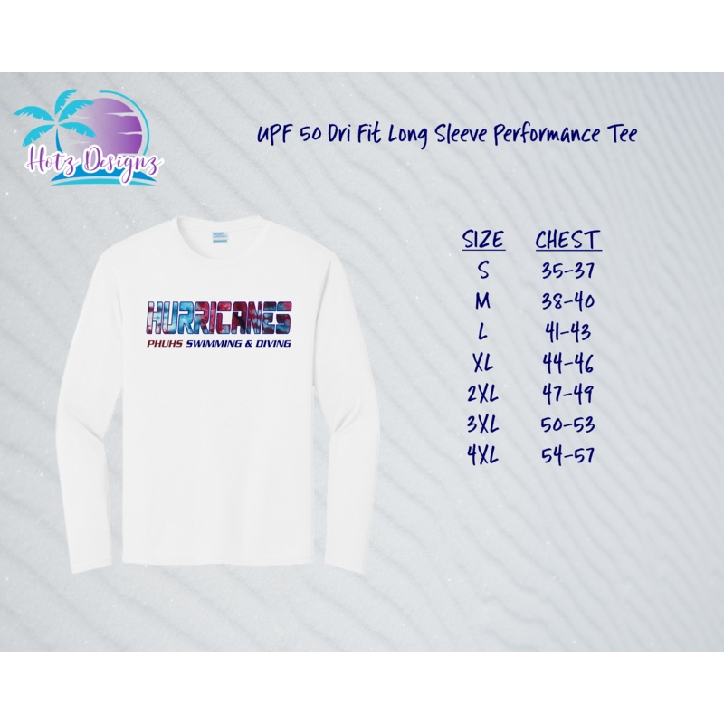 PHU Swim & Dive Hurricanes UPF LS Tee (3 color options) (Copy)