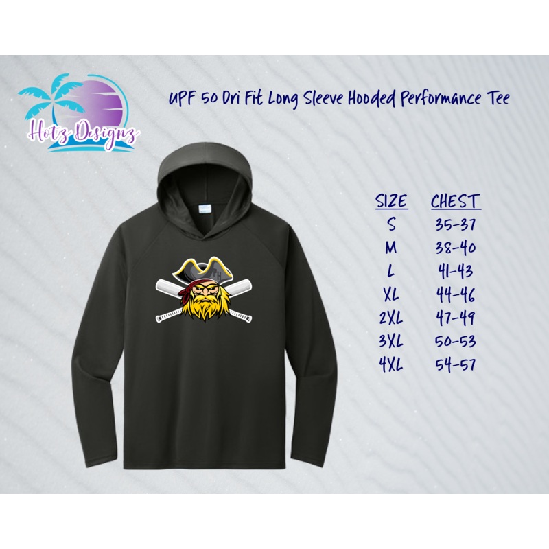 PHP Pirate UPF LS Dri Fit Hooded Tee (2 color options)