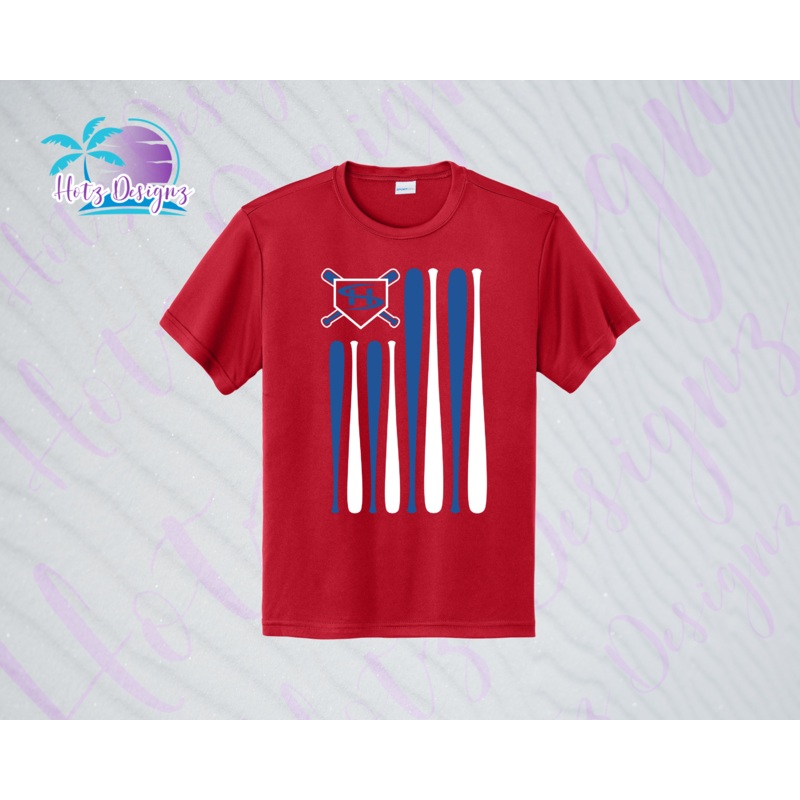 SHLL BSBL Flag YOUTH Dri Fit Tee (Red, Black, Columbia, Green)