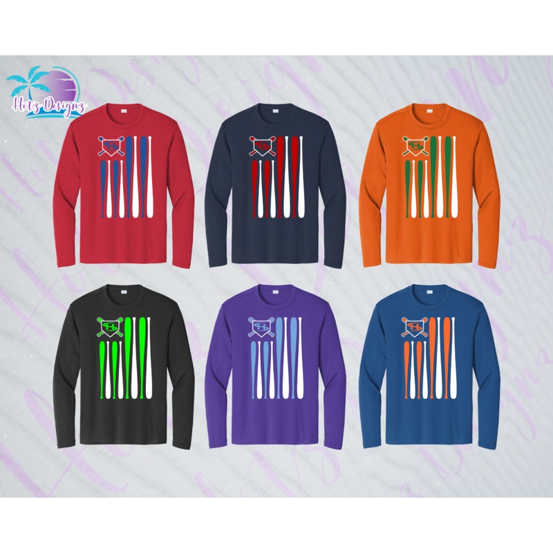 SHLL BSBL Flag Unisex Dri Fit Long Sleeve Tee (6 color options)