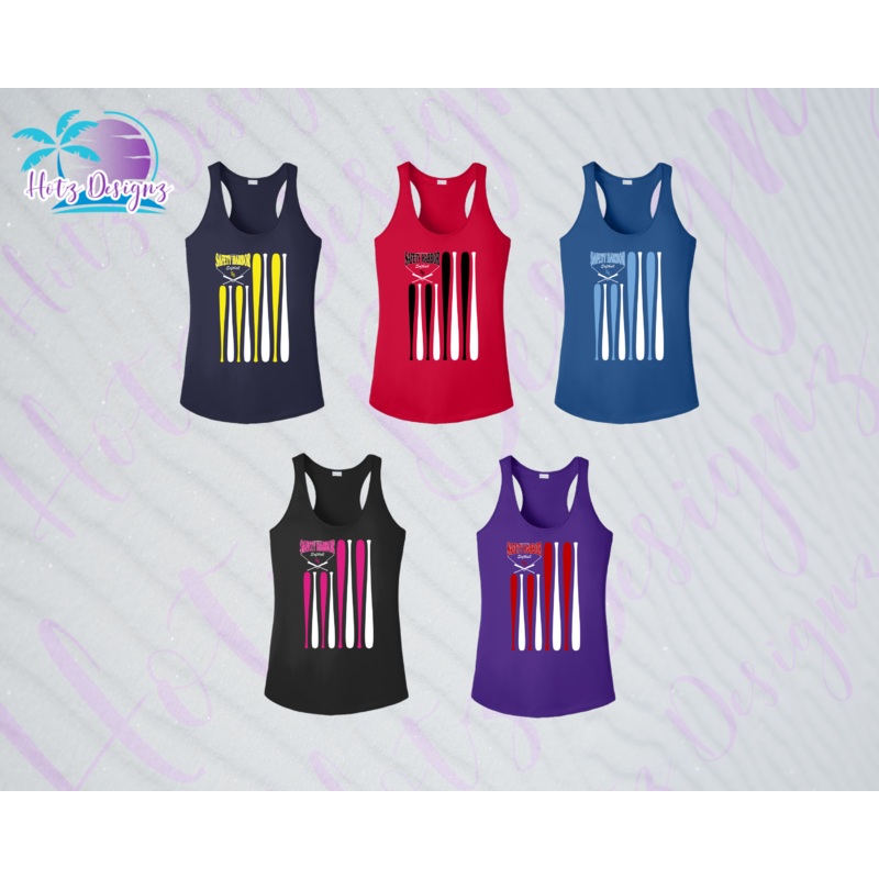 SHLL SFTBL Flag Ladies Dri Fit Tank (Navy, Red, Royal, Black)
