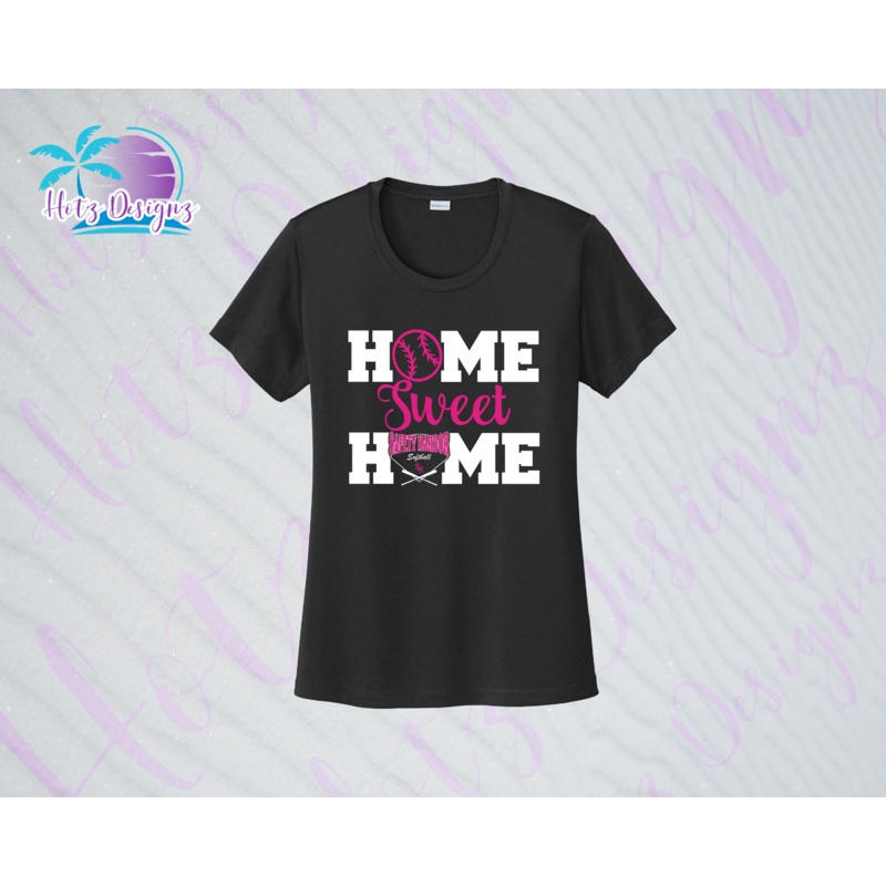 SHLL SFTBL Home Ladies Dri Fit Tee (Black, Teal, Hot Pink, Charcoal)