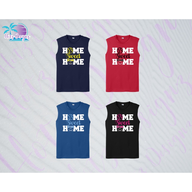SHLL SFTBL Home Unisex Dri Fit Sleeveless Tee (Navy, Red, Royal, Black)