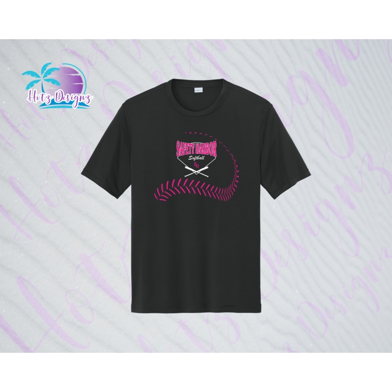 SHLL SFTBL  Laces Youth  Dri Fit Tee (Black, Teal, Hot Pink, Charcoal)