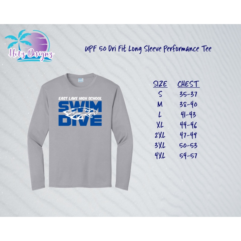 ELHS 25 Eagles Swim & Dive UPF LS Tee (2 color options)