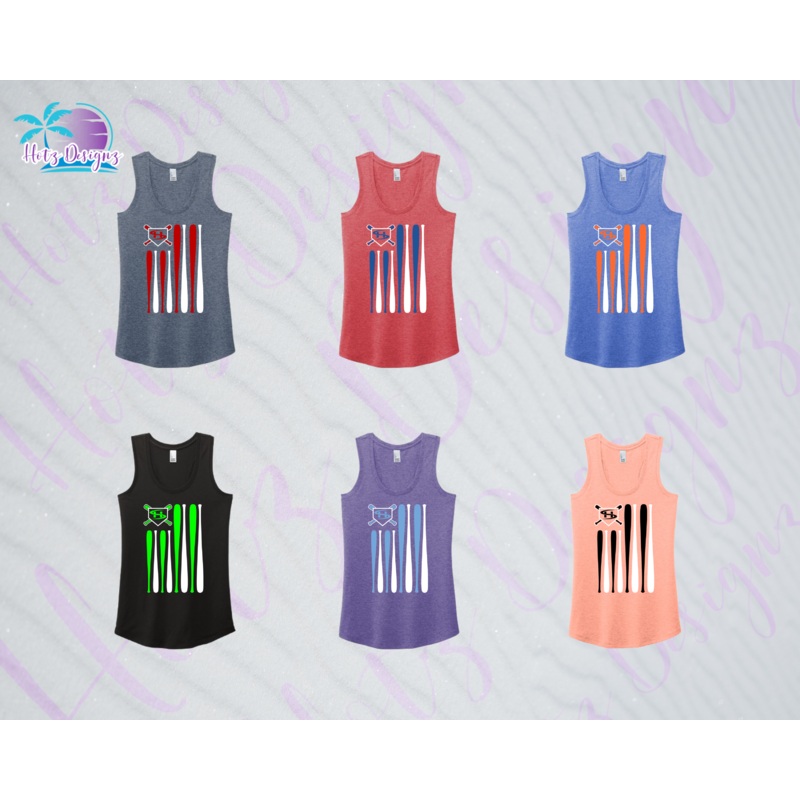 SHLL BSBL Flag Ladies Tri-Blend Racerback Tank (6 Color Options)