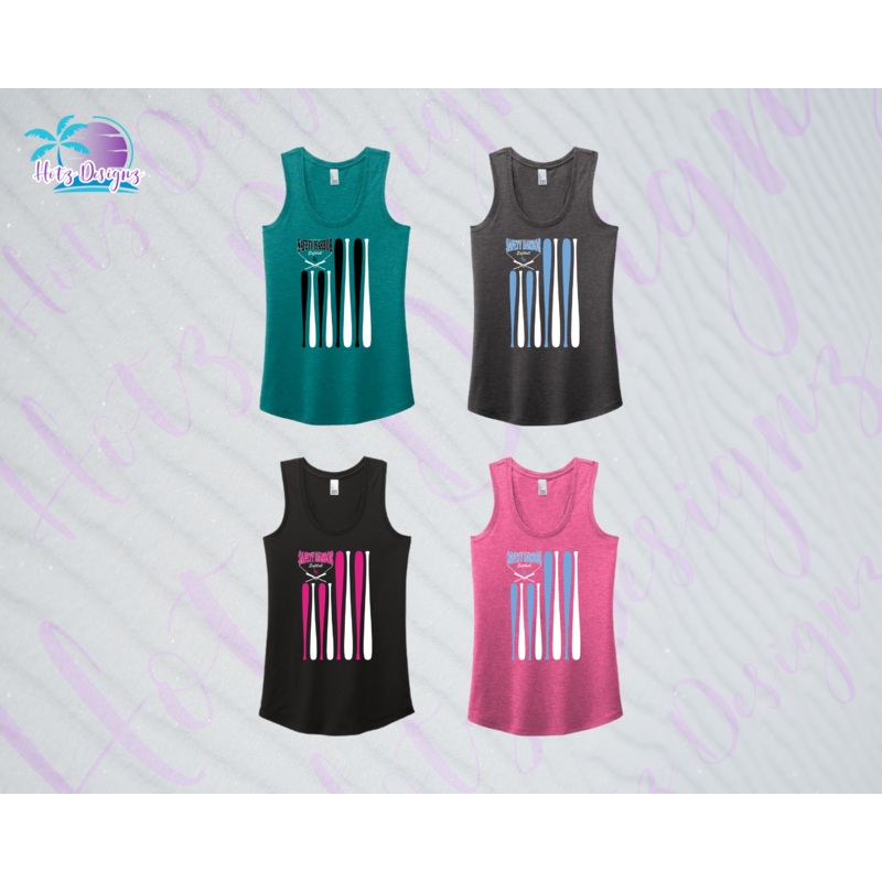 SHLL SFTBL Flag Ladies Tri-Blend Racerback Tank (6 Color Options)