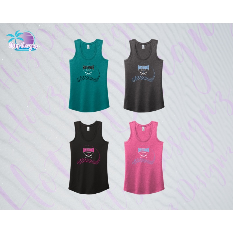 SHLL SFTBL Laces Ladies Tri-Blend Racerback Tank (6 Color Options)