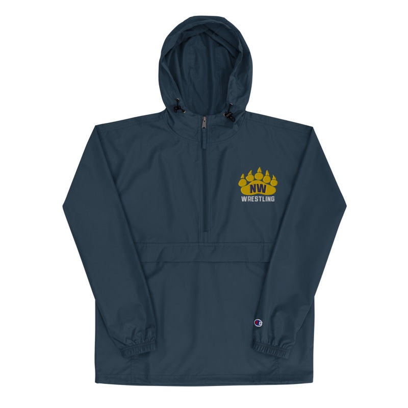 Wichita Northwest HS Wrestling Embroidered Champion Packable Jacket – Navy and Grey