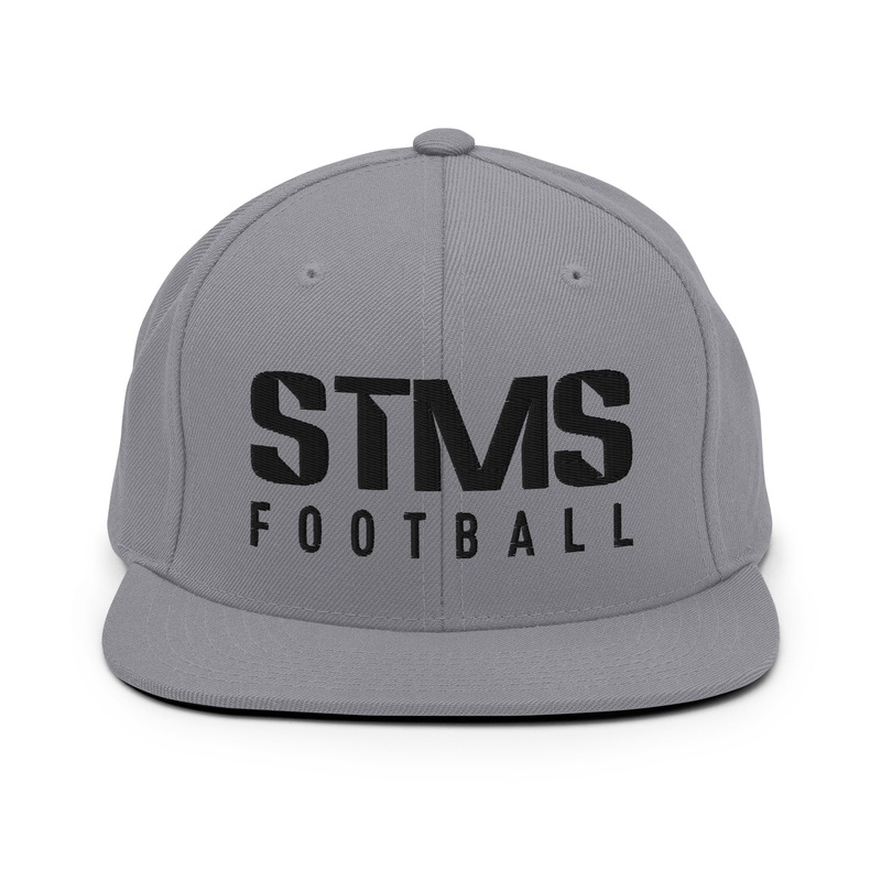 STMS Football Snapback Hat|Black|Black/ Silver|Silver