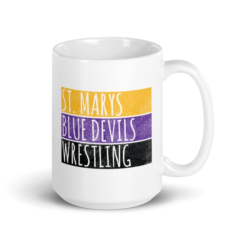 St. Marys High School Wrestling Blue Devils White glossy mug