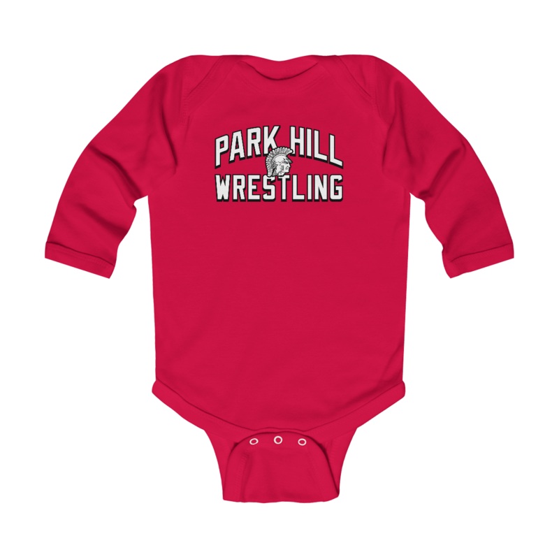 Infant Long Sleeve Bodysuit|Red|Black|6M|12M|18M|NB (0-3M)