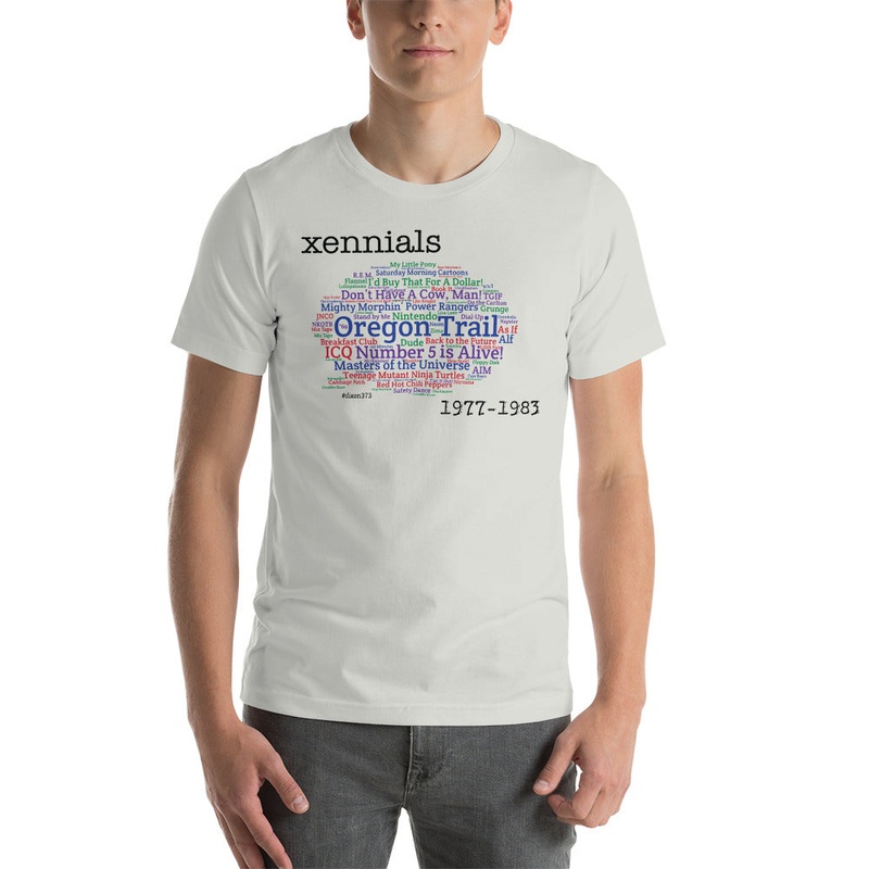 Xennials Unisex t-shirt|Soft Cream|Silver|XS|S|M|L|XL|2XL|3XL|4XL