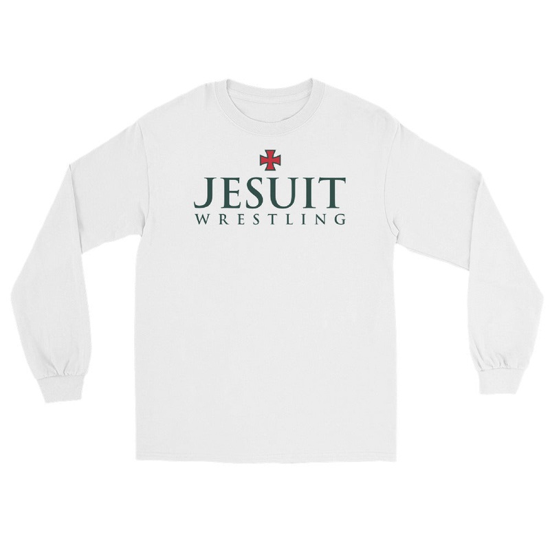 Strake Jesuit Wrestling White Men’s Long Sleeve Shirt