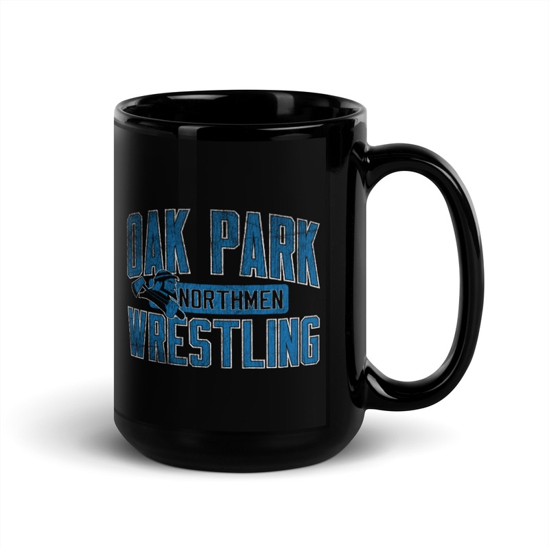 Oak Park Northmen Wrestling Black Glossy Mug
