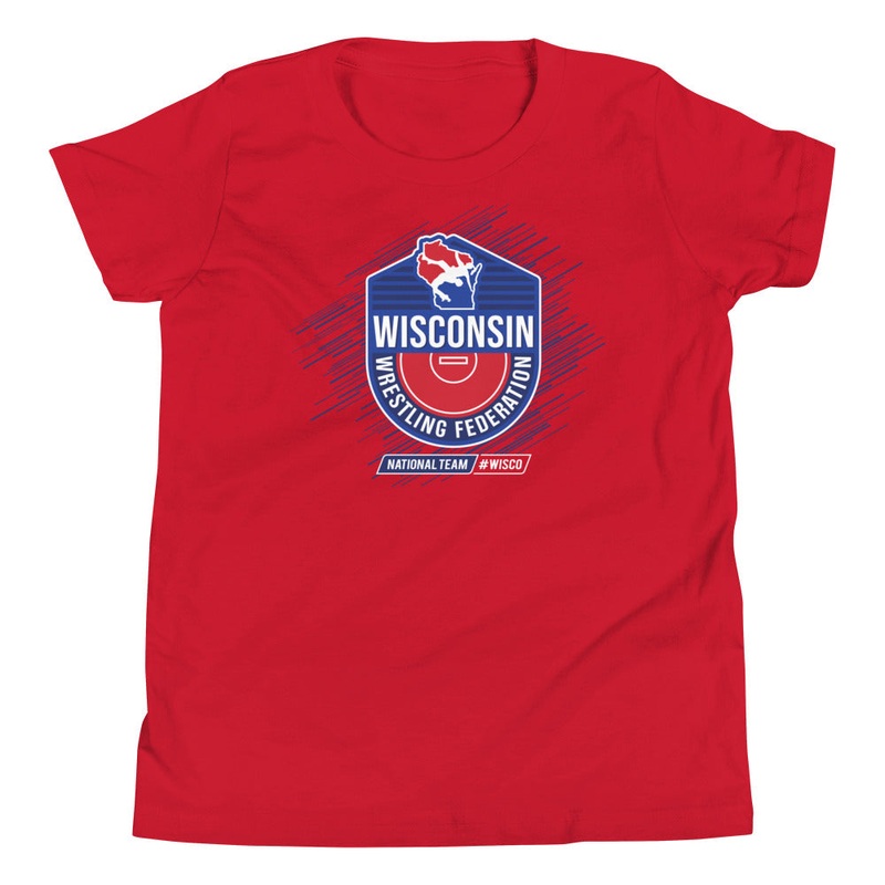 Wisconsin Wrestling Federation Wrestling 2023 WISCO Badge Youth Staple Tee