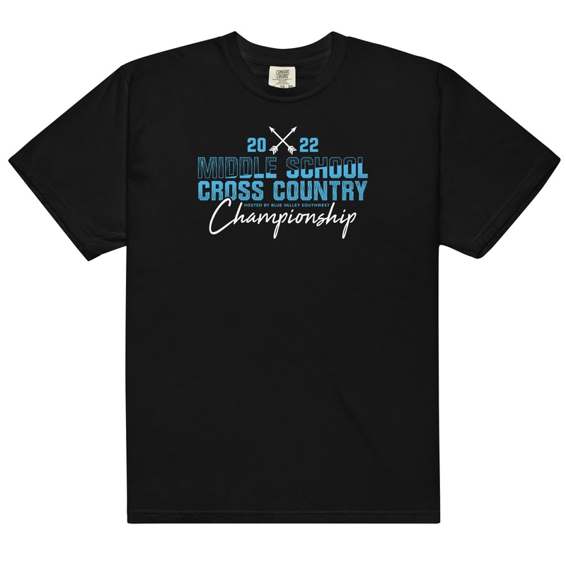 ’22 Middle School XC Championship Neon Blue Mens Garment-Dyed Heavyweight T-Shirt
