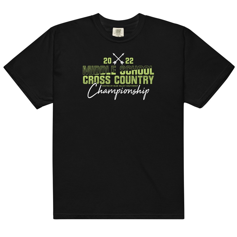 ’22 Middle School XC Championship Neon Green Mens Garment-Dyed Heavyweight T-Shirt
