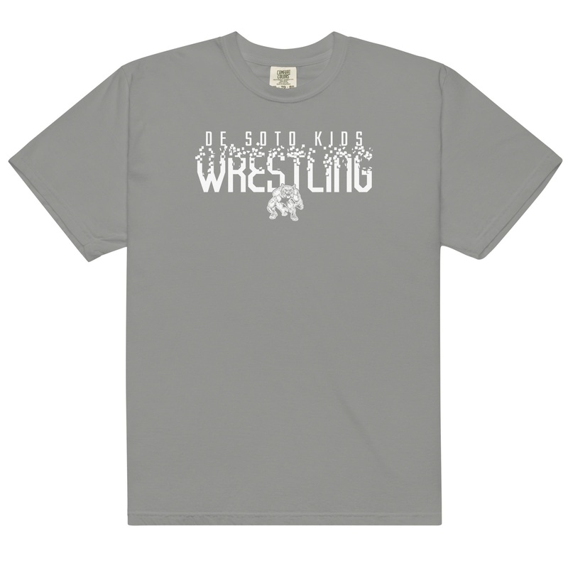 De Soto Kids Wrestling Grey Mens Garment-Dyed Heavyweight T-Shirt