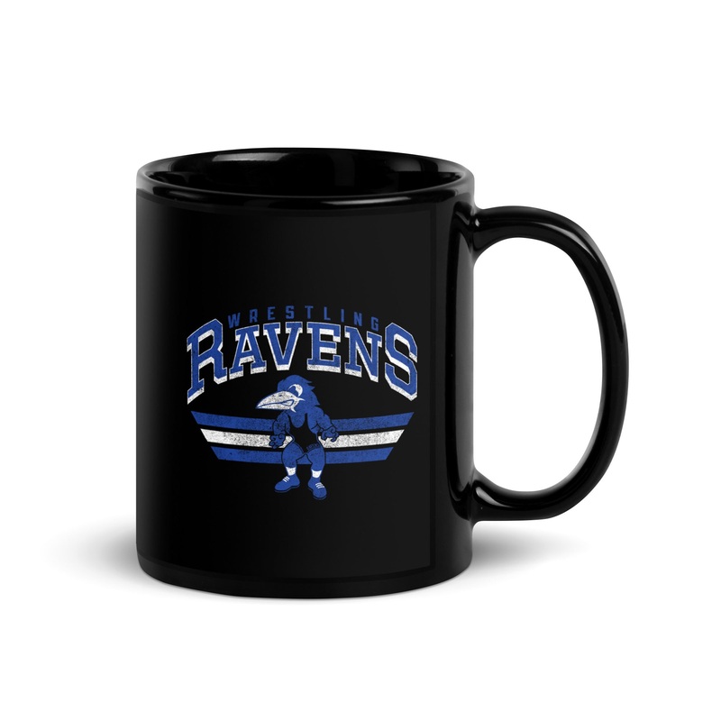 Olathe Northwest Wrestling Ravens Black Glossy Mug