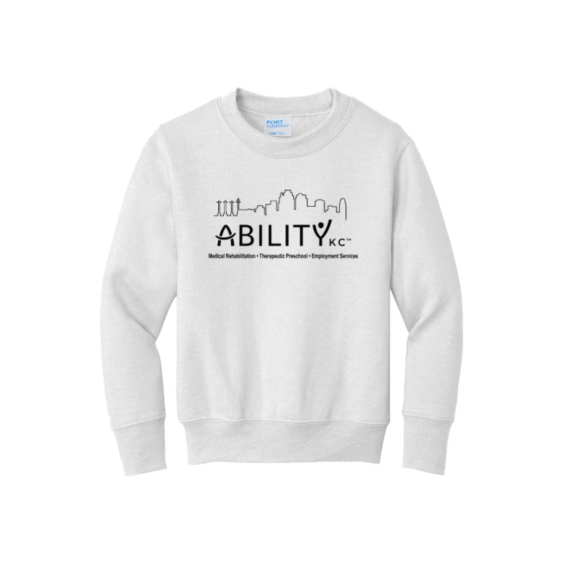 ABILITY KC Port & Company – Youth Core Fleece Crewneck Sweatshirt. PC90Y