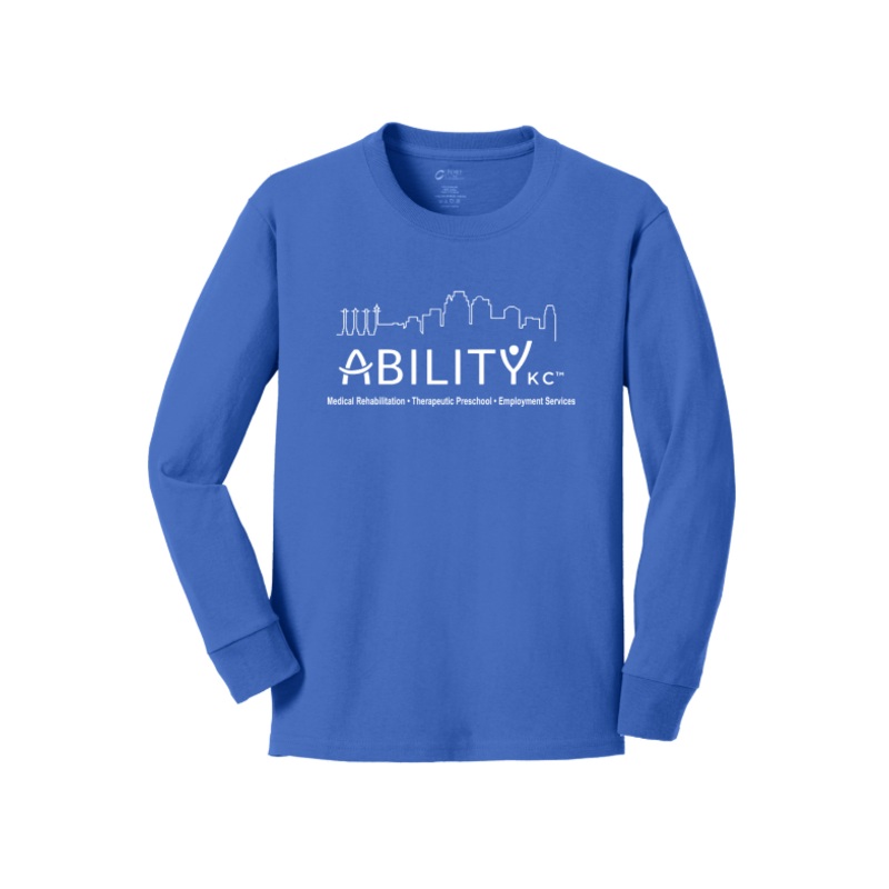 ABILITY KC Port & Company Youth Long Sleeve Core Cotton Tee. PC54YLS
