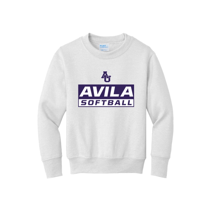 Avila Softball Port & Company – Youth Core Fleece Crewneck Sweatshirt. PC90Y