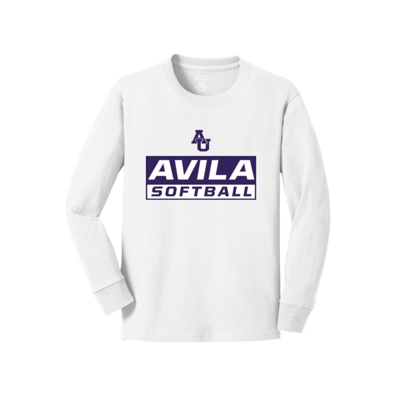 Avila Softball Port & Company Youth Long Sleeve Core Cotton Tee. PC54YLS