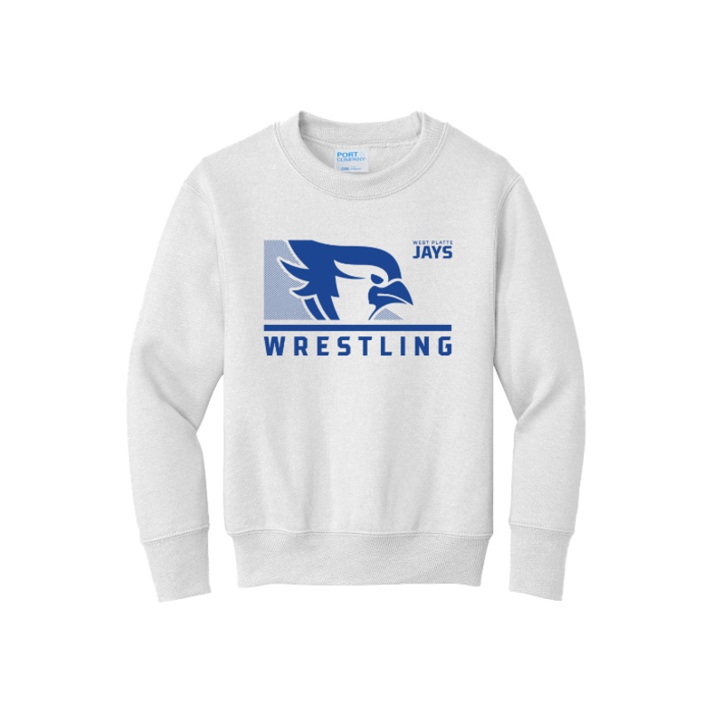 West Platte Wrestling Port & Company – Youth Core Fleece Crewneck Sweatshirt. PC90Y