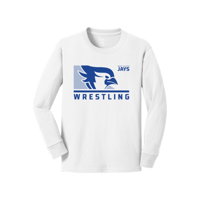 West Platte Wrestling Port & Company Youth Long Sleeve Core Cotton Tee. PC54YLS