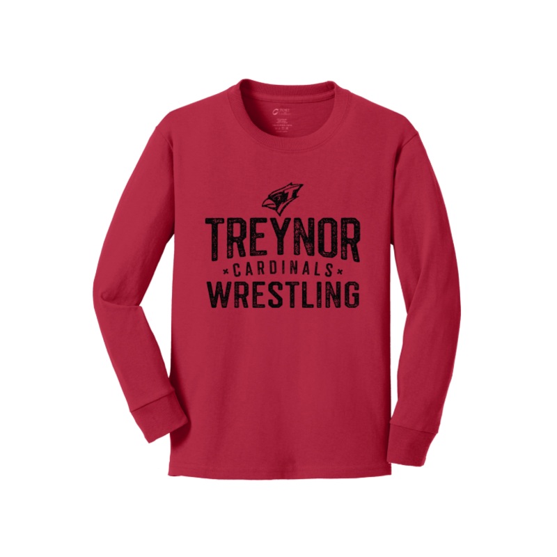Treynor Wrestling Port & Company Youth Long Sleeve Core Cotton Tee. PC54YLS